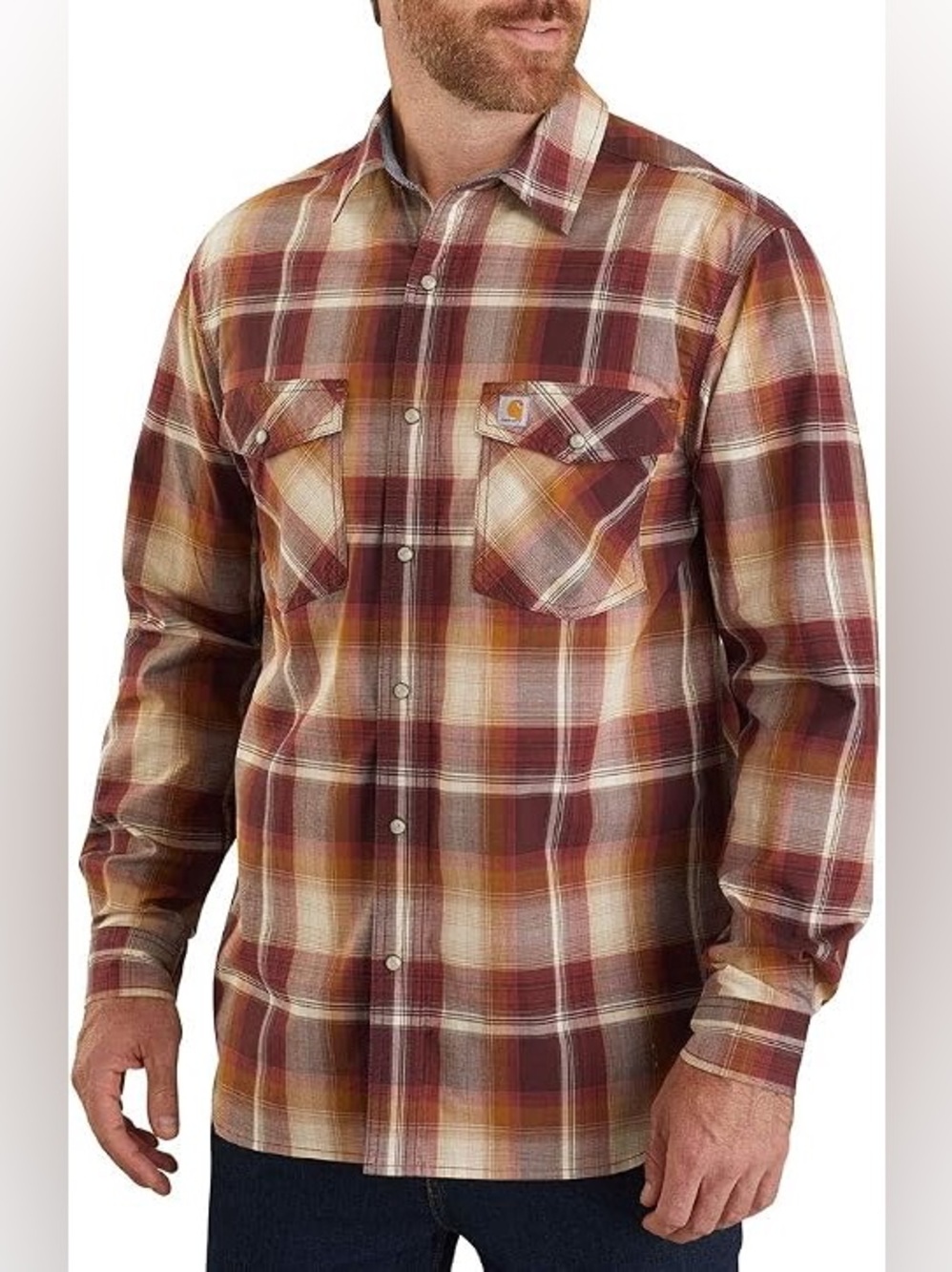 NWT Carhartt Montana Red & Tan Rugged Flex Long Sleeve Snap Front Shirt Size 4XL